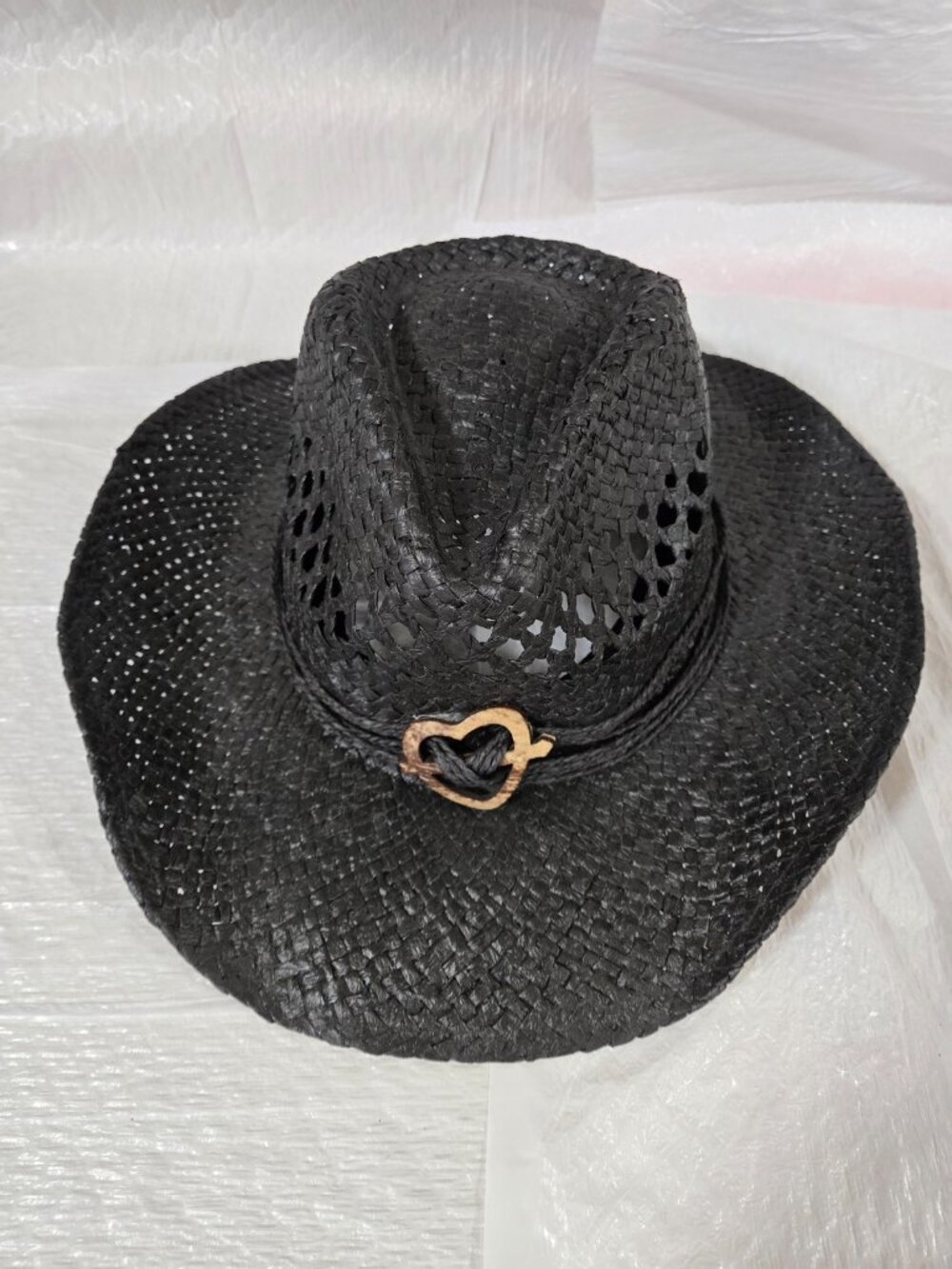 SaddleBack Black Woven Cowboy Hat One Size Beach Festival Western Boho - Picture 2 of 8